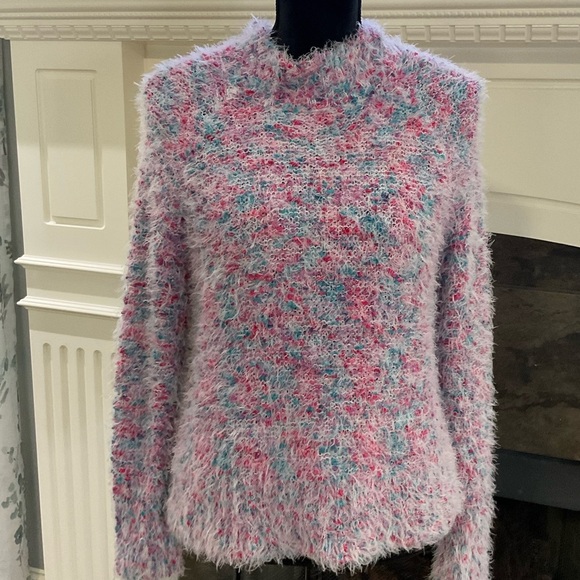 Moral Fiber Multicolor Fuzzy Eyelash Yarn Sweater Size Large - Picture 5 of 8